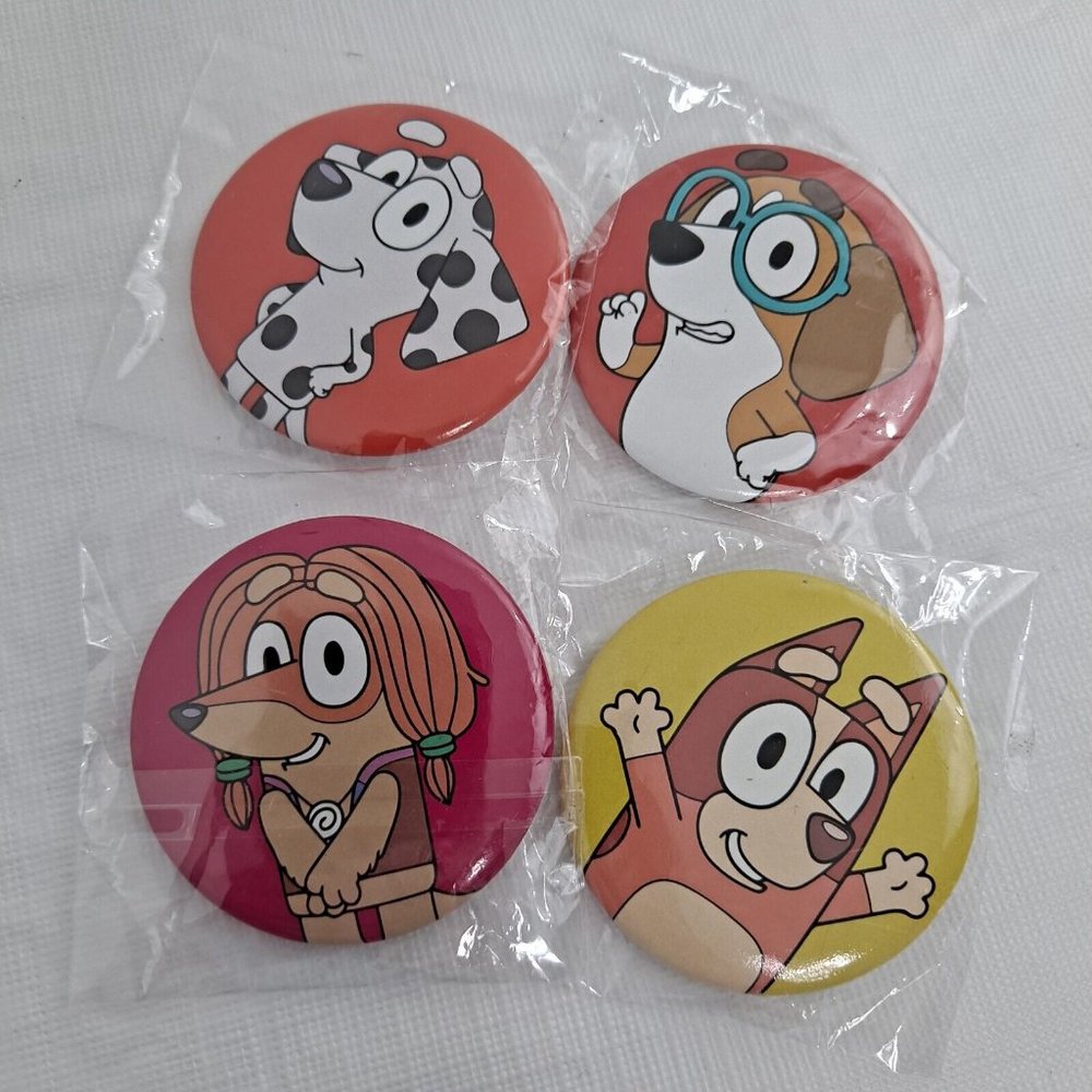 Dog Buttons 2 Inch Cartoon Pets Set Of 4